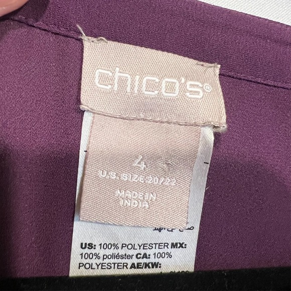 Chico's Peasant Blouse Tunic Boho Purple Floral Embroidered Tassel Sz 4 US 20/22 - Picture 3 of 10